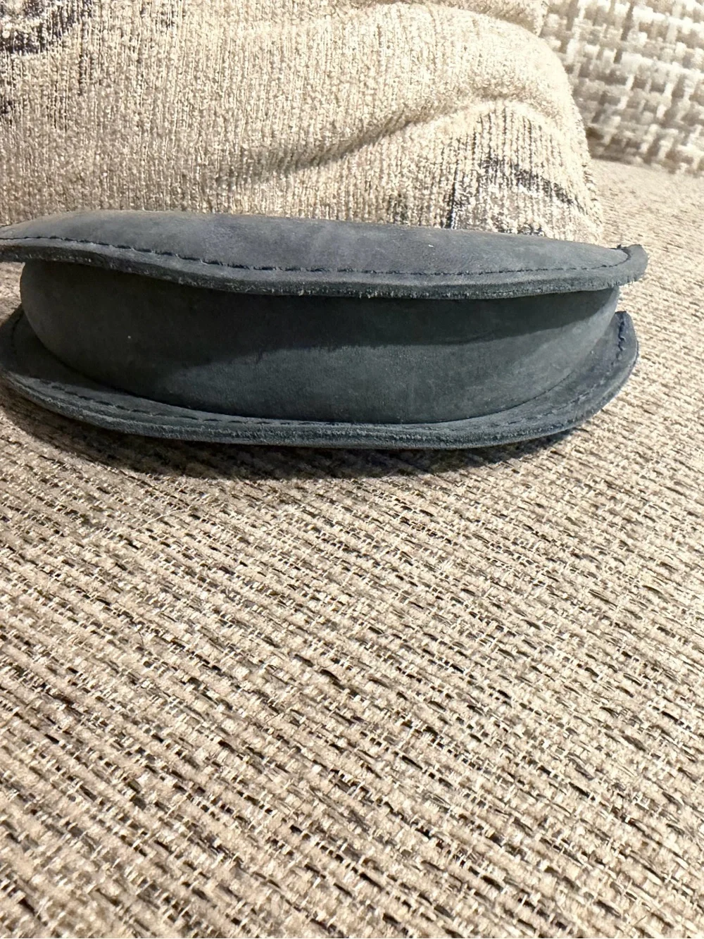 Portland Leather Goods Seesaw Pouch Storm Gray Blue Leather Zip Cosmetic NWOT
